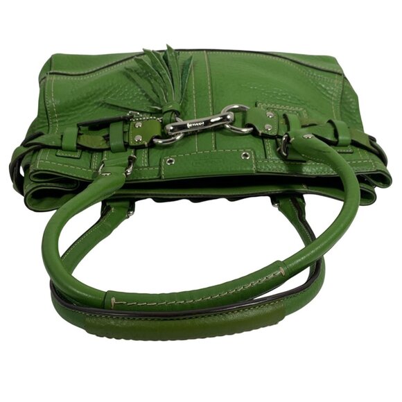 COACH Hamilton F13084 Green Leather Braided Belt Zip Top Shoulder Bag + Tag/Fob - Picture 9 of 13